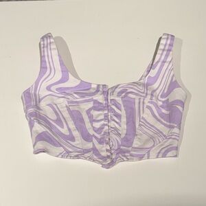 Purple and White Swirl Corset Crop Top Size Large